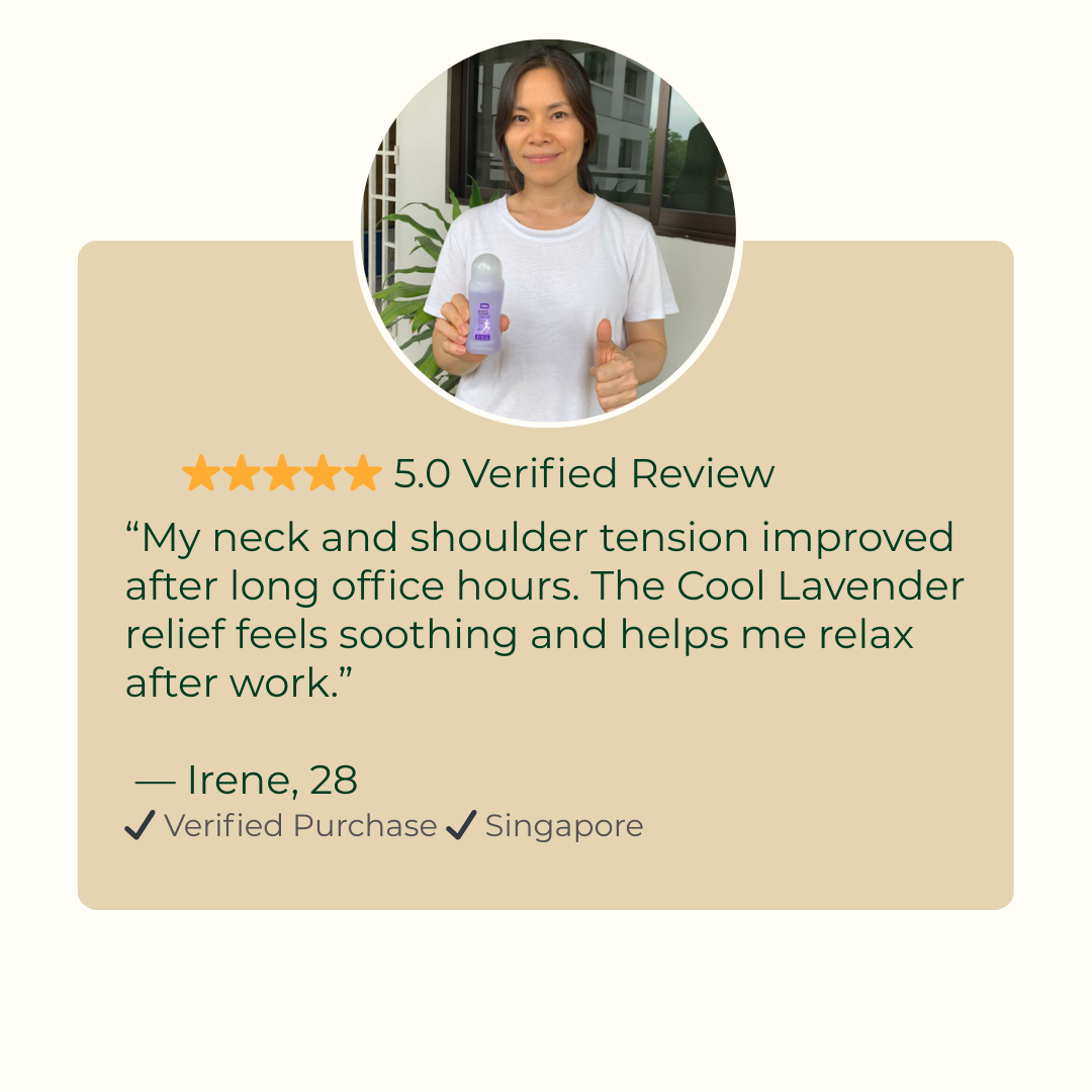 Customer review for lavender pain relief roller easing neck tension in Singapore