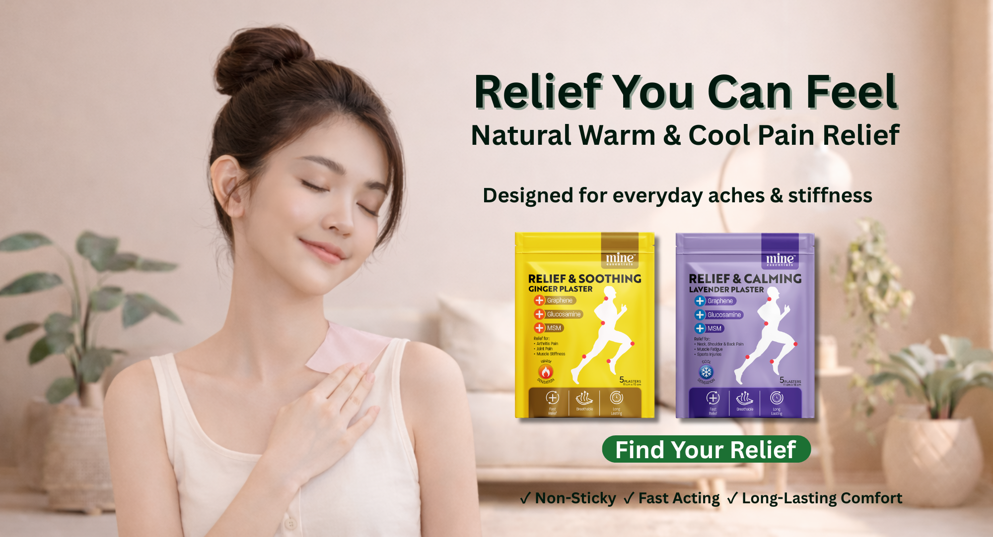 Warm ginger and cool lavender pain relief products for everyday aches in Singapore