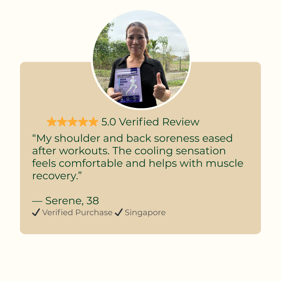 Cooling pain relief plaster customer review for shoulder soreness in Singapore